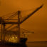 Port of Oakland Cranes in Orange Wildfire Smoke