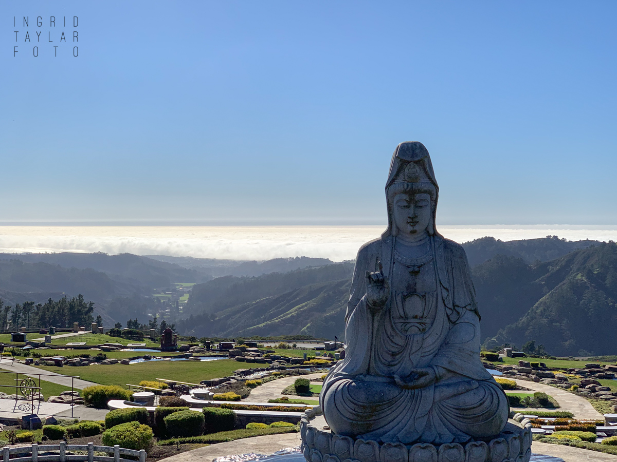 Skylawn Memorial Park Buddha and View to Ocean