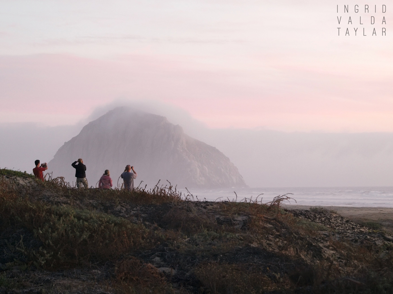 Morro Rock and Photographers in the Fog