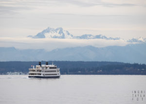 Royal Argosy Vessel on Puget Sound with Olympic Mountains