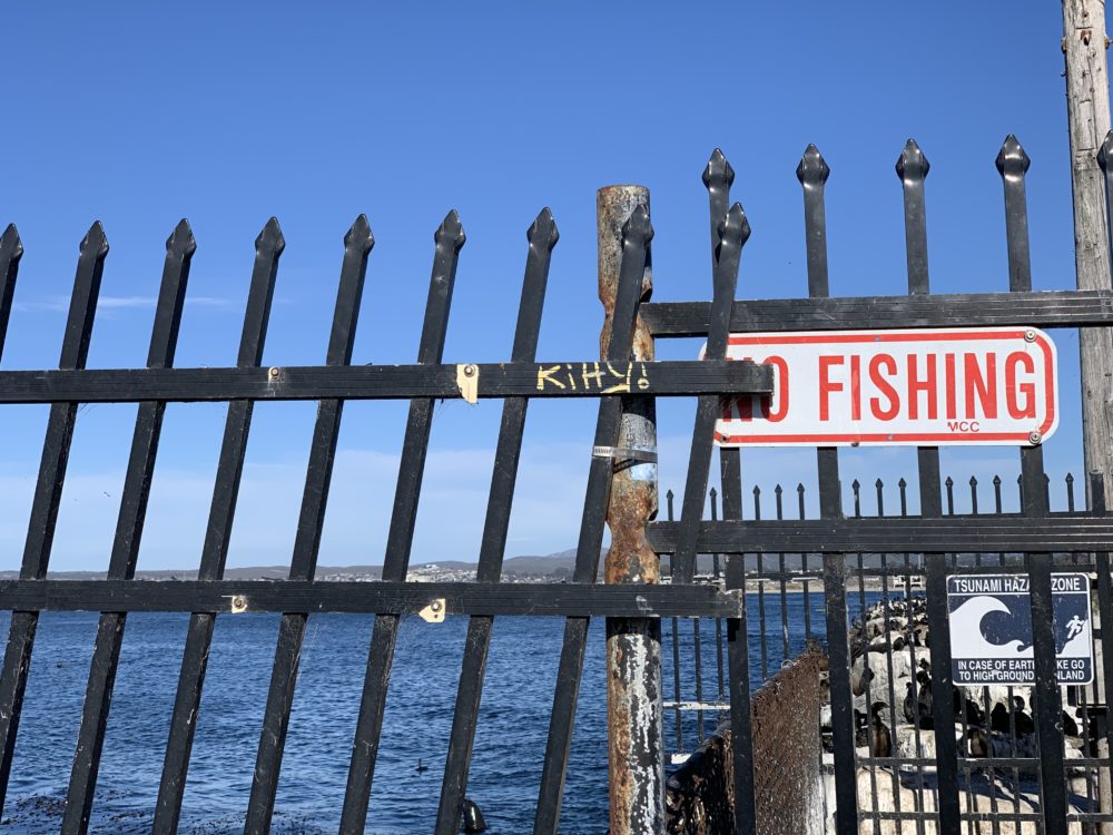 No Fishing Sign on Monterey Coast Guard Pier No Fishing Sign on Monterey Coast Guard Pier