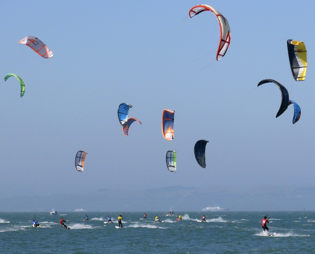 Kitesurfers on San Francisco Bay