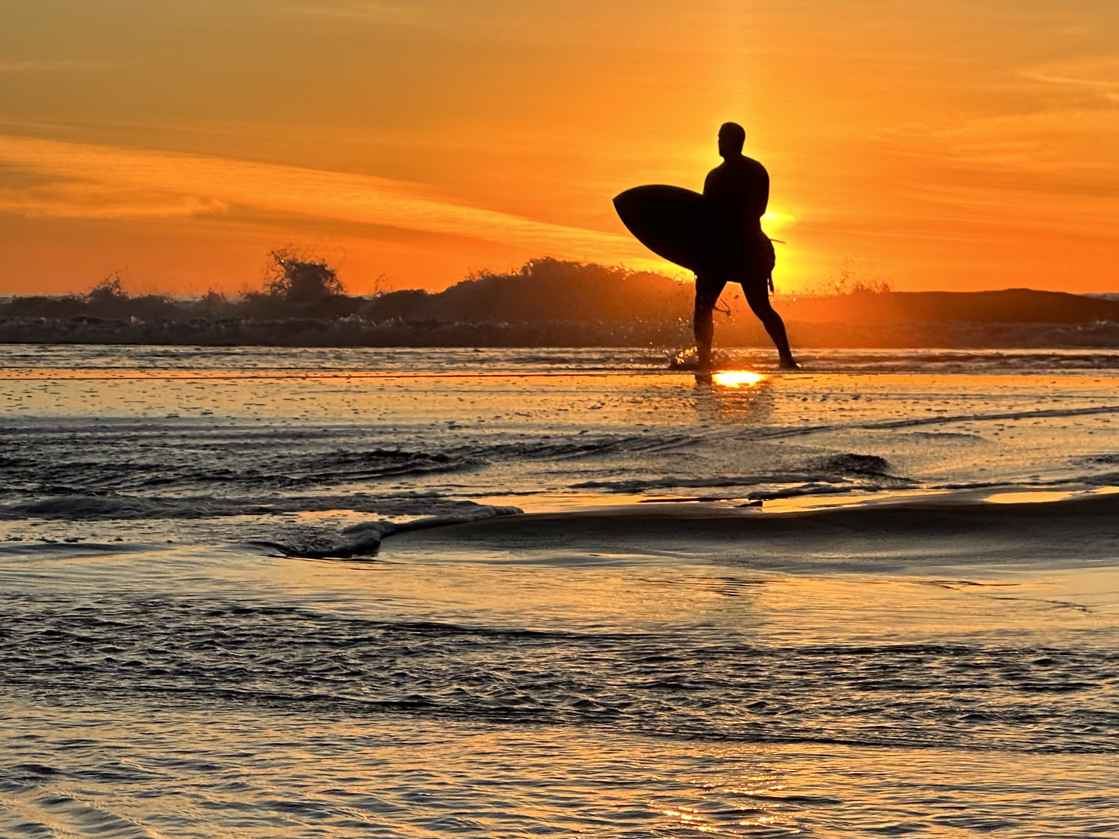 Surfer at Sunset on Ocean Beach San Francisco