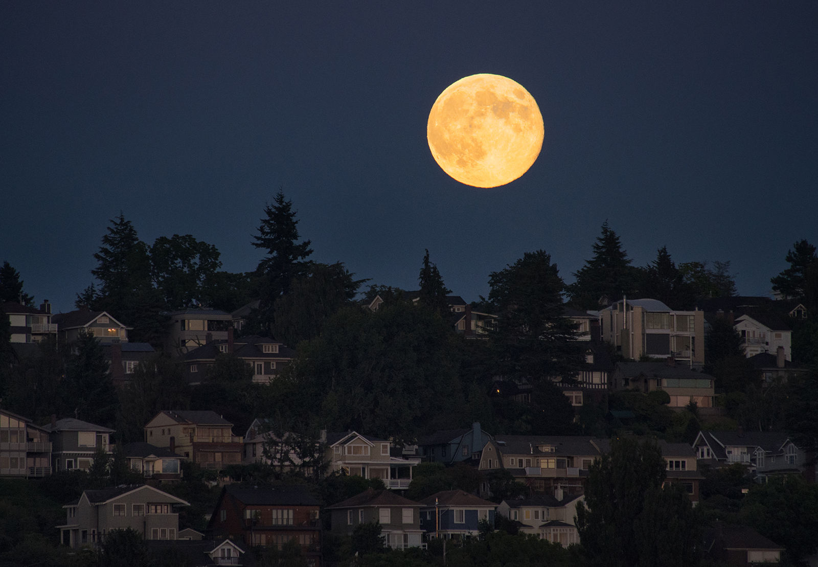 Full Moon Over Queen Anne Seattle