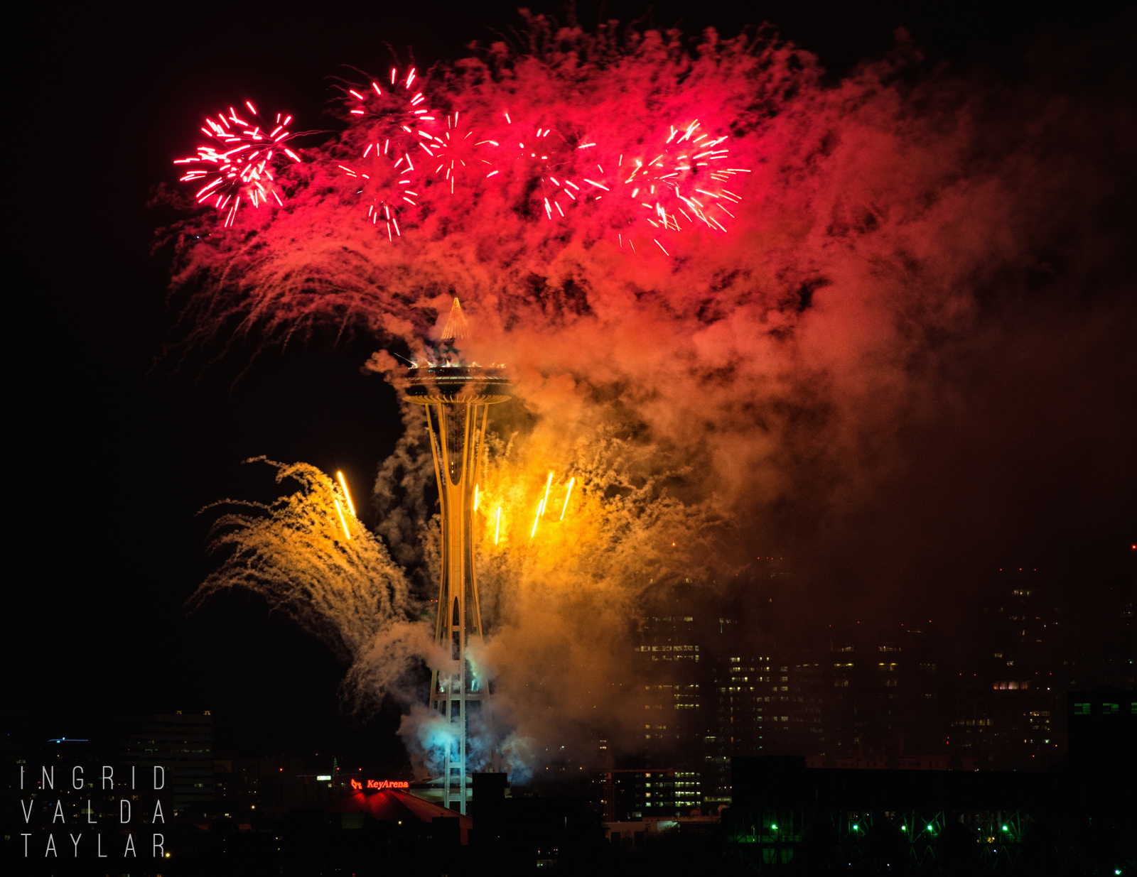 New Year Fireworks at Seattle Space Needle